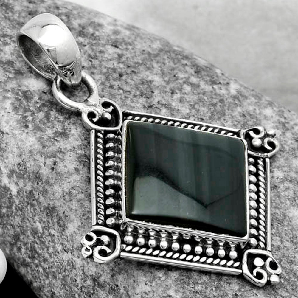 Natural Black Lace Obsidian Pendant P-1040 SDP121068