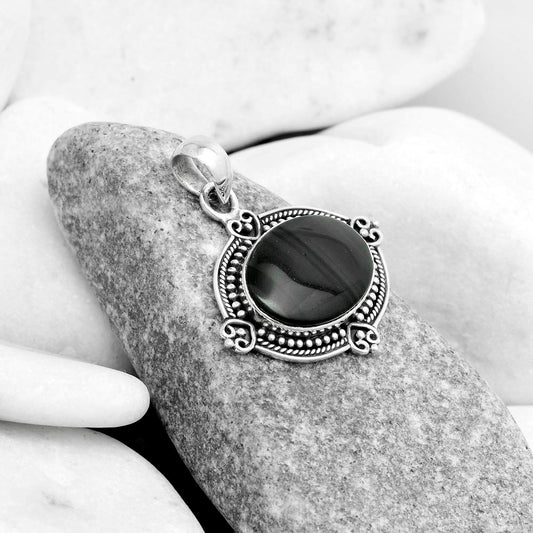 Natural Black Lace Obsidian Pendant P-1040 SDP121070