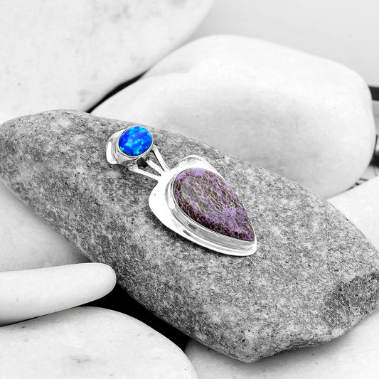 Purpurite - South Africa & Fire Opal Pendant P-1662 SDP121084