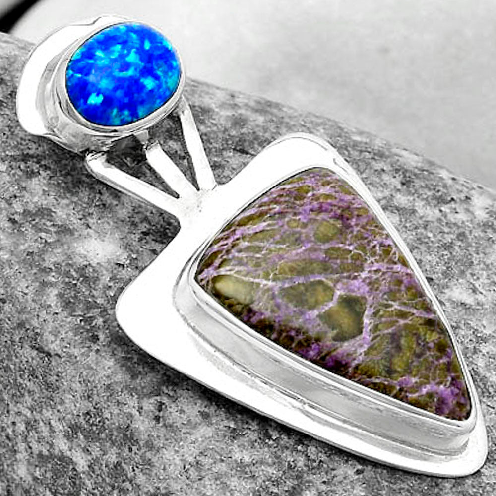 Purpurite - South Africa & Fire Opal Pendant P-1662 SDP121085
