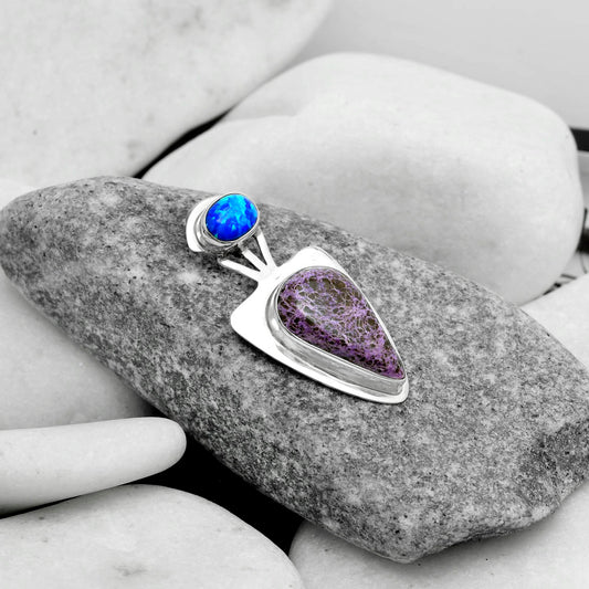 Purpurite - South Africa & Fire Opal Pendant P-1662 SDP121098