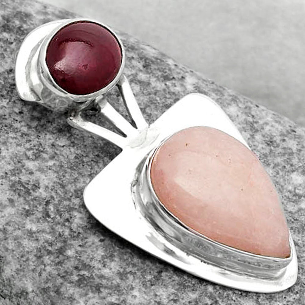 Natural Pink Scolecite & Garnet Pendant P-1662 SDP121107