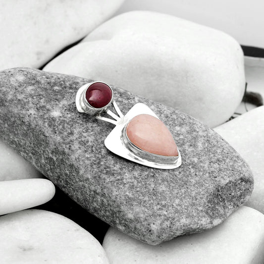 Natural Pink Scolecite & Garnet Pendant P-1662 SDP121107