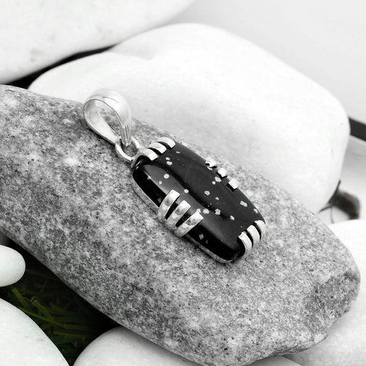 Natural Snow Flake Obsidian Pendant P-1564 SDP121131