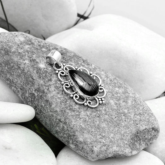 Crown Of Silver Psilomelane - Black Malachite Pendant P-1699 SDP121255