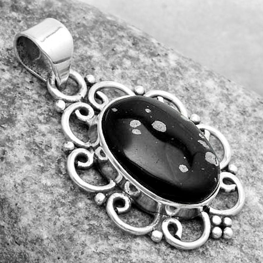 Natural Snow Flake Obsidian Pendant P-1699 SDP121259