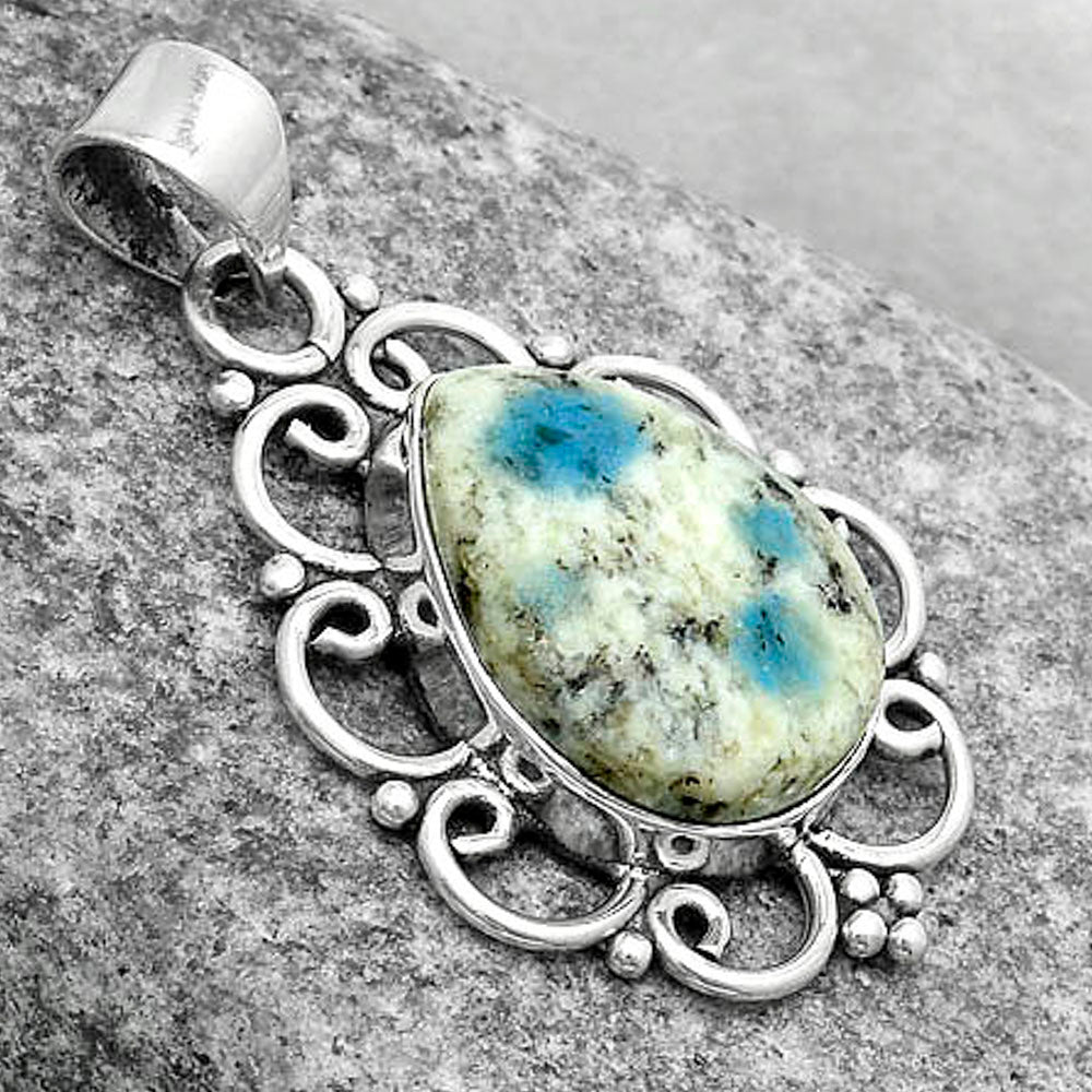 Natural K2 Blue - Azurite In Quartz Pendant P-1699 SDP121264