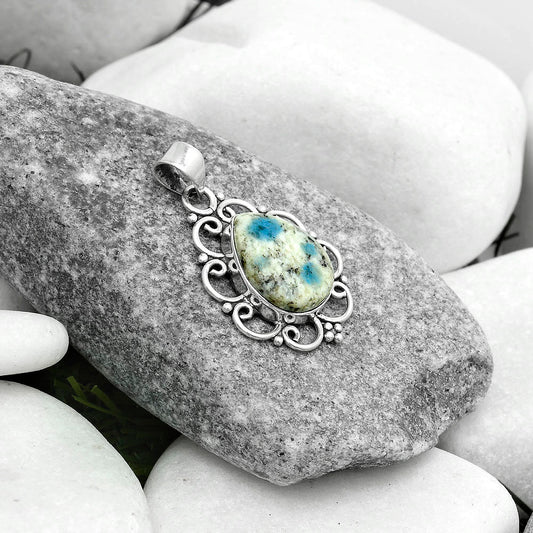 Natural K2 Blue - Azurite In Quartz Pendant P-1699 SDP121264