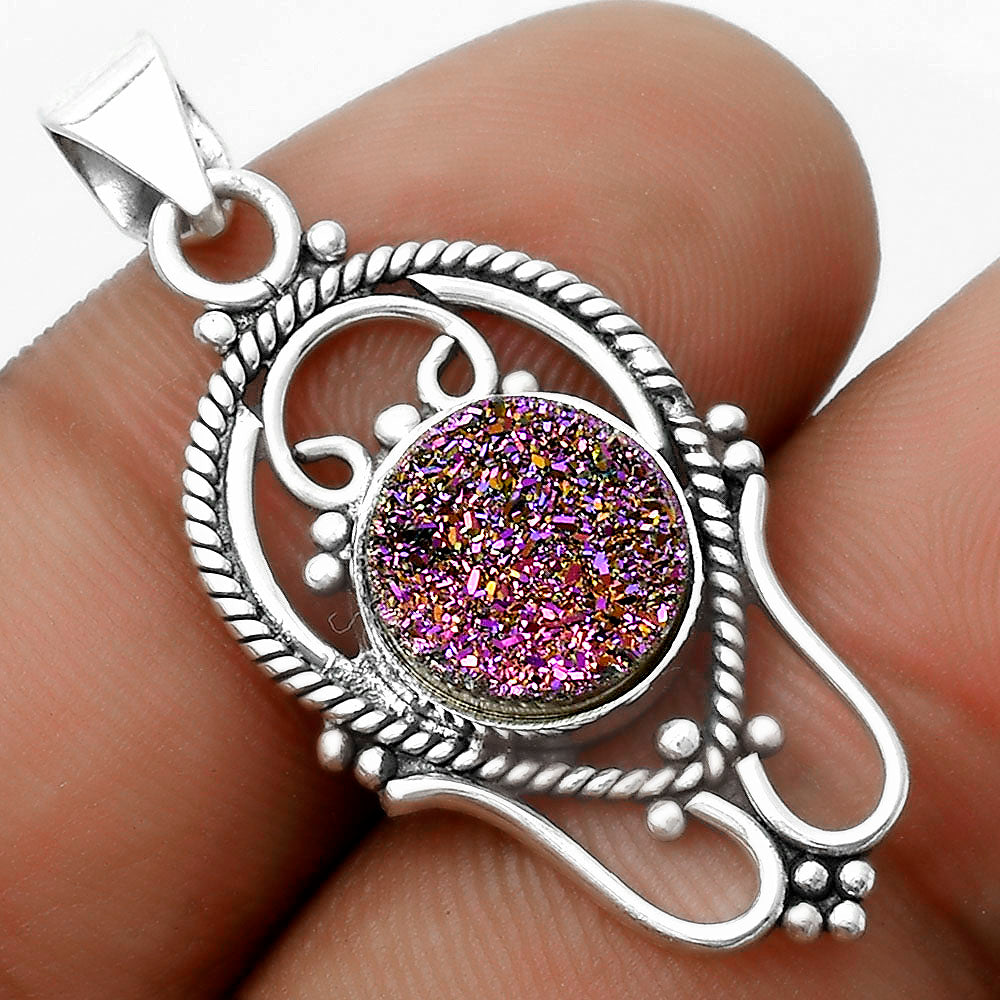 Natural Titanium Druzy Pendant P-1681 SDP121292