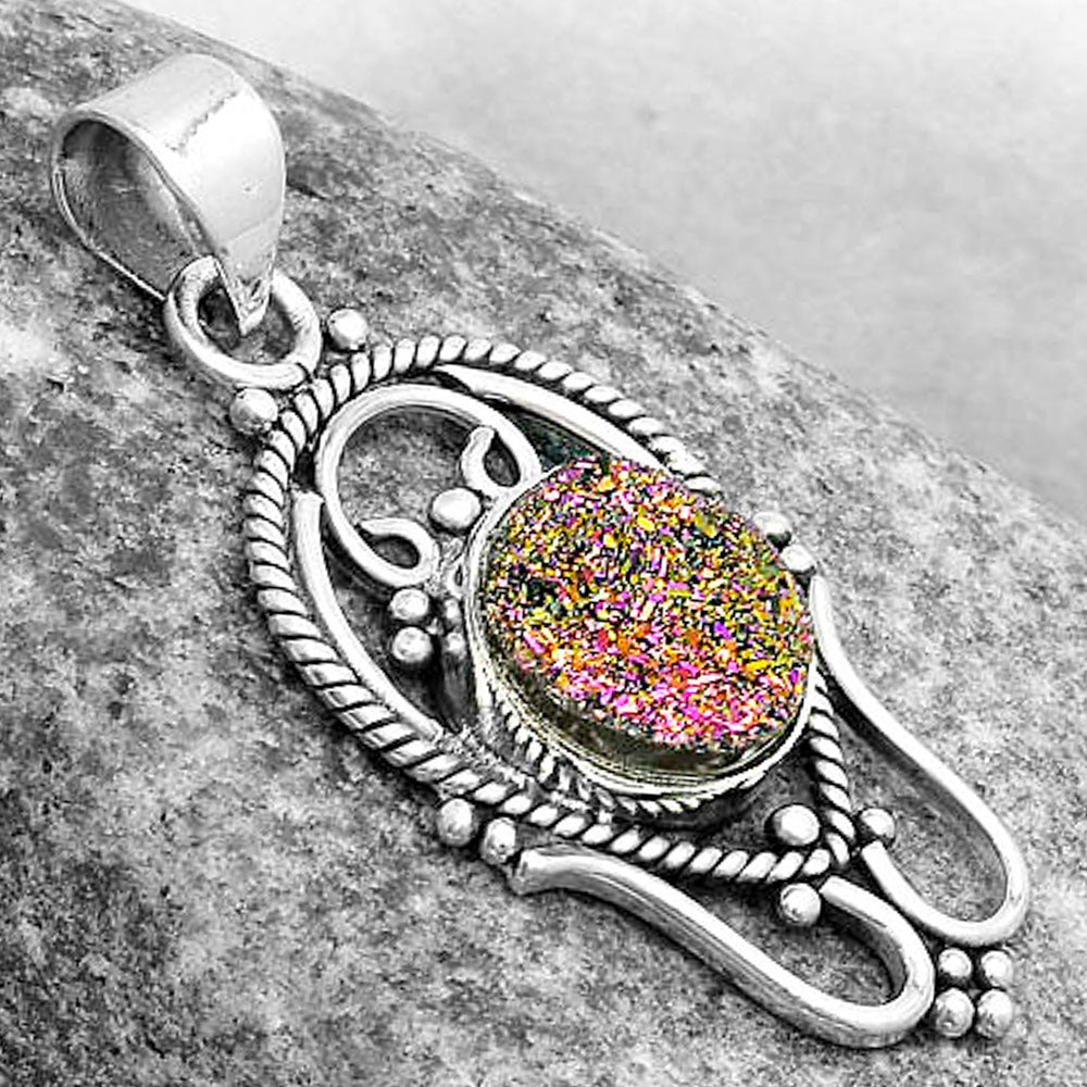 Natural Titanium Druzy Pendant P-1681 SDP121292