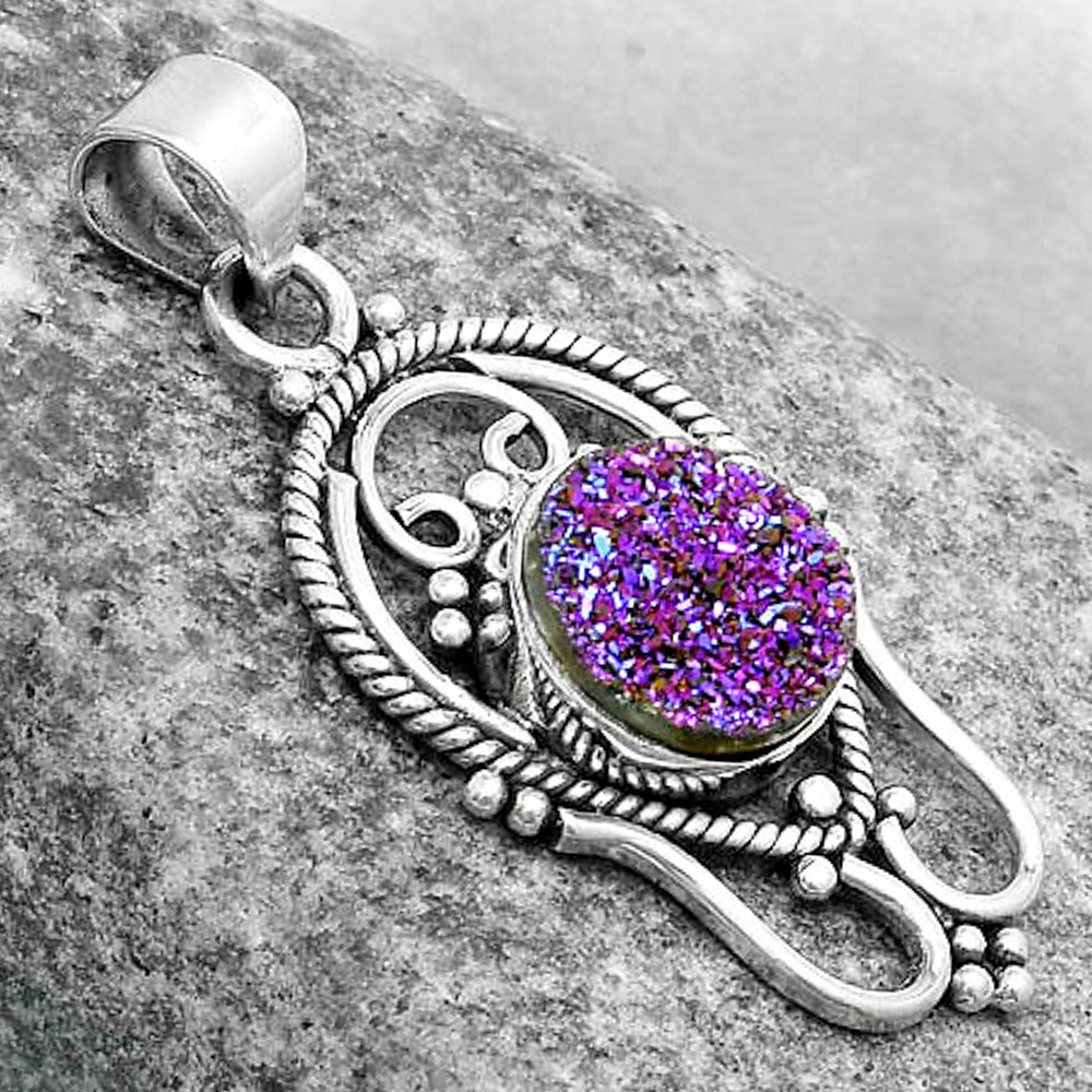 Natural Titanium Druzy Pendant P-1681 SDP121297