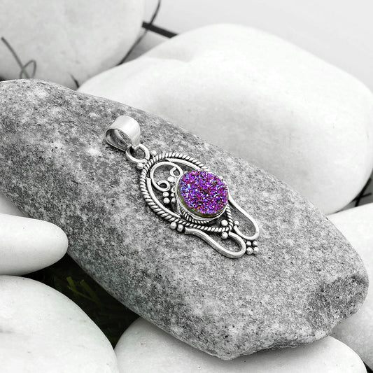 Natural Titanium Druzy Pendant P-1681 SDP121297
