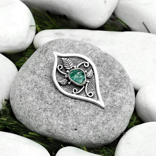 Natural Aqua Apatite Rough Madagascar Pendant P-1707 SDP121458