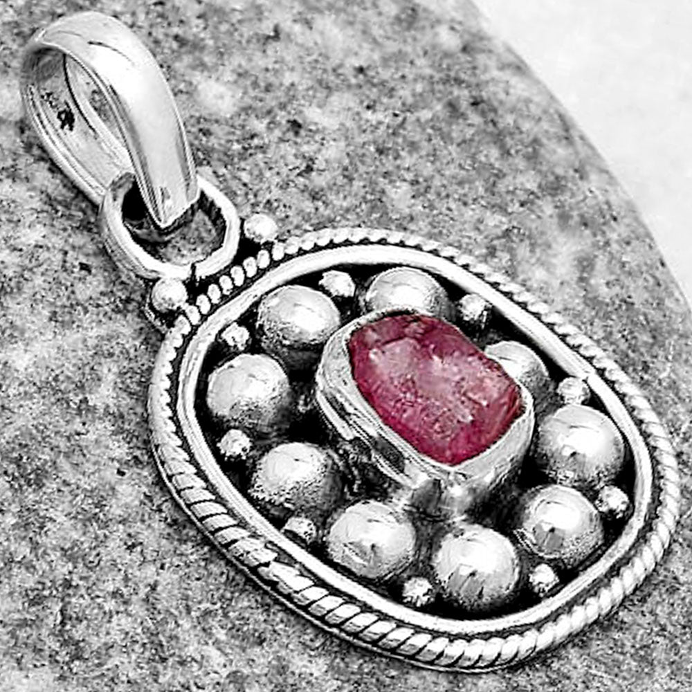 Bali Design - Pink Tourmaline Rough Pendant P-1713 SDP121519