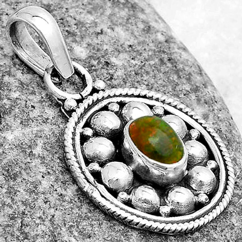 Bali Design - Black Ethiopian Opal Pendant P-1713 SDP121532