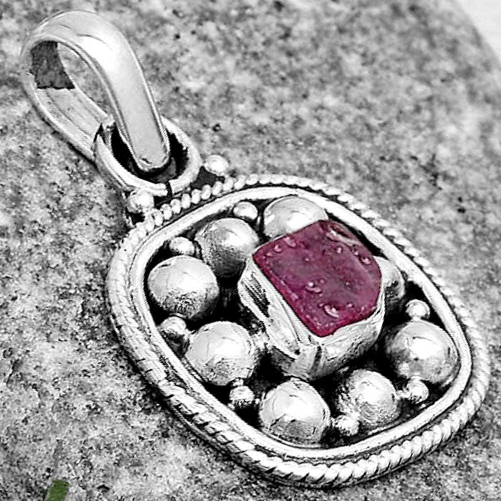 Bali Design - Pink Tourmaline Rough Pendant P-1713 SDP121543