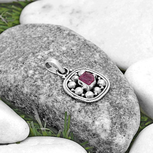 Bali Design - Pink Tourmaline Rough Pendant P-1713 SDP121543