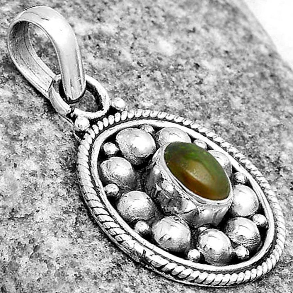 Bali Design - Black Ethiopian Opal Pendant P-1713 SDP121558