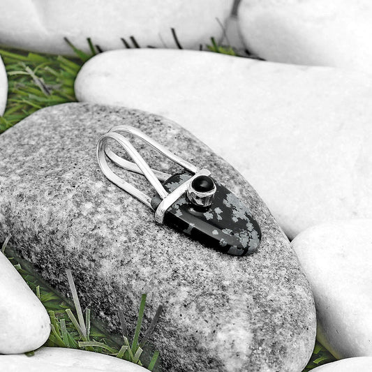 Snow Flake Obsidian & Black Onyx Pendant P-1563 SDP121588
