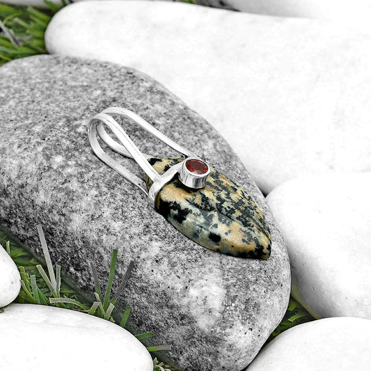 Russian Honey Dendrite Opal & Garnet Pendant P-1563 SDP121590