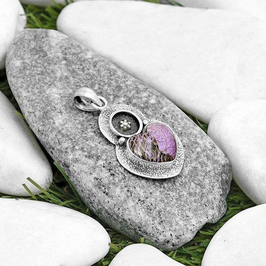 Heart Natural Purpurite South Africa Pendant P-1716 SDP121700