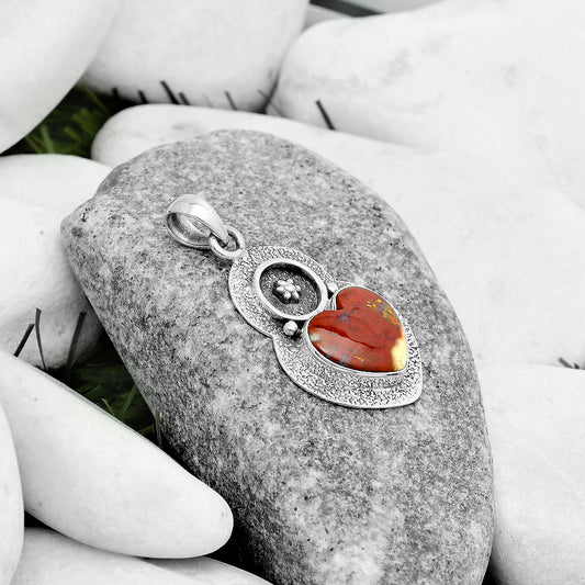 Heart Natural Red Moss Agate Pendant P-1716 SDP121722