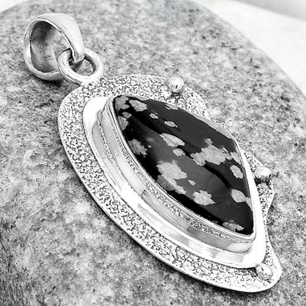 Natural Snow Flake Obsidian Pendant P-1498 SDP121769