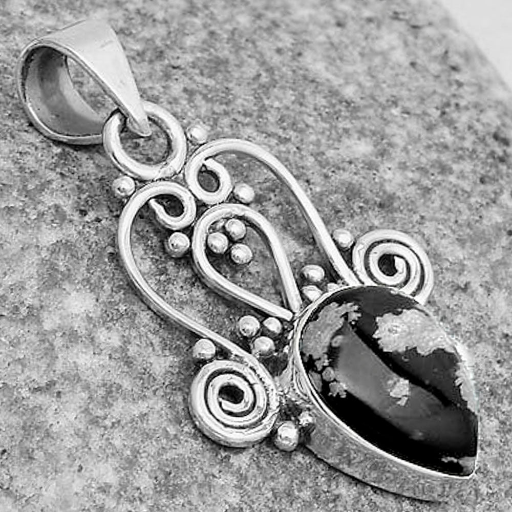Natural Snow Flake Obsidian Pendant P-1553 SDP121812