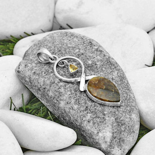 Sutured Ammonite Madagascar & Citrine Pendant P-1048 SDP121856