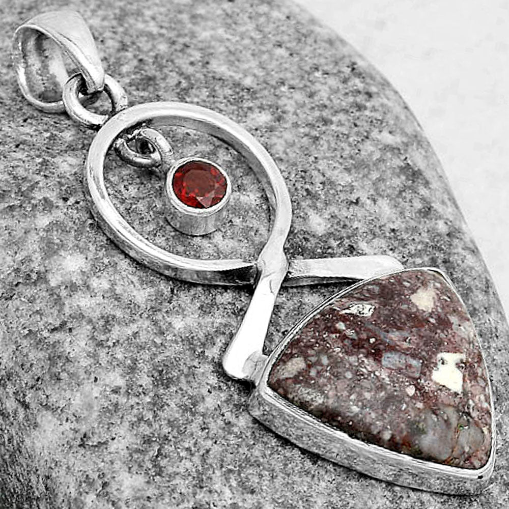 Natural Wild Horse Jasper & Garnet Pendant P-1048 SDP121882
