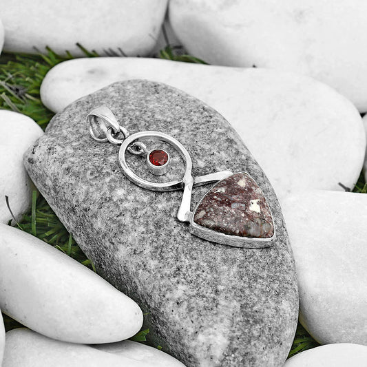 Natural Wild Horse Jasper & Garnet Pendant P-1048 SDP121882