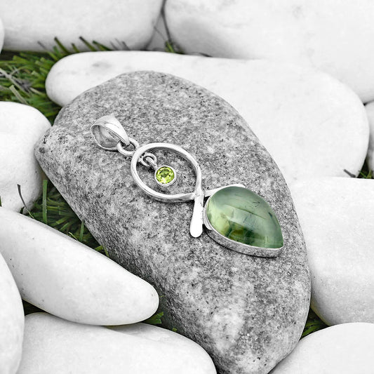 Natural Prehnite & Peridot Pendant P-1048 SDP121890