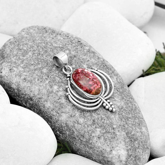 Lotus - Natural Pink Thulite - Norway Pendant P-1702 SDP122354