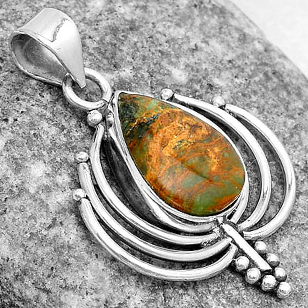 Lotus Turkish Rainforest Chrysocolla Pendant P-1702 SDP122357