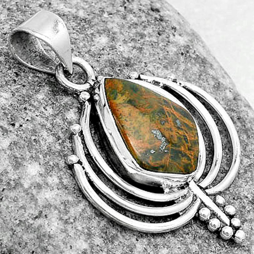 Lotus Turkish Rainforest Chrysocolla Pendant P-1702 SDP122381