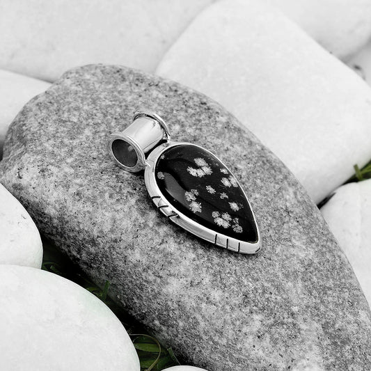 Natural Snow Flake Obsidian Pendant P-1154 SDP122428