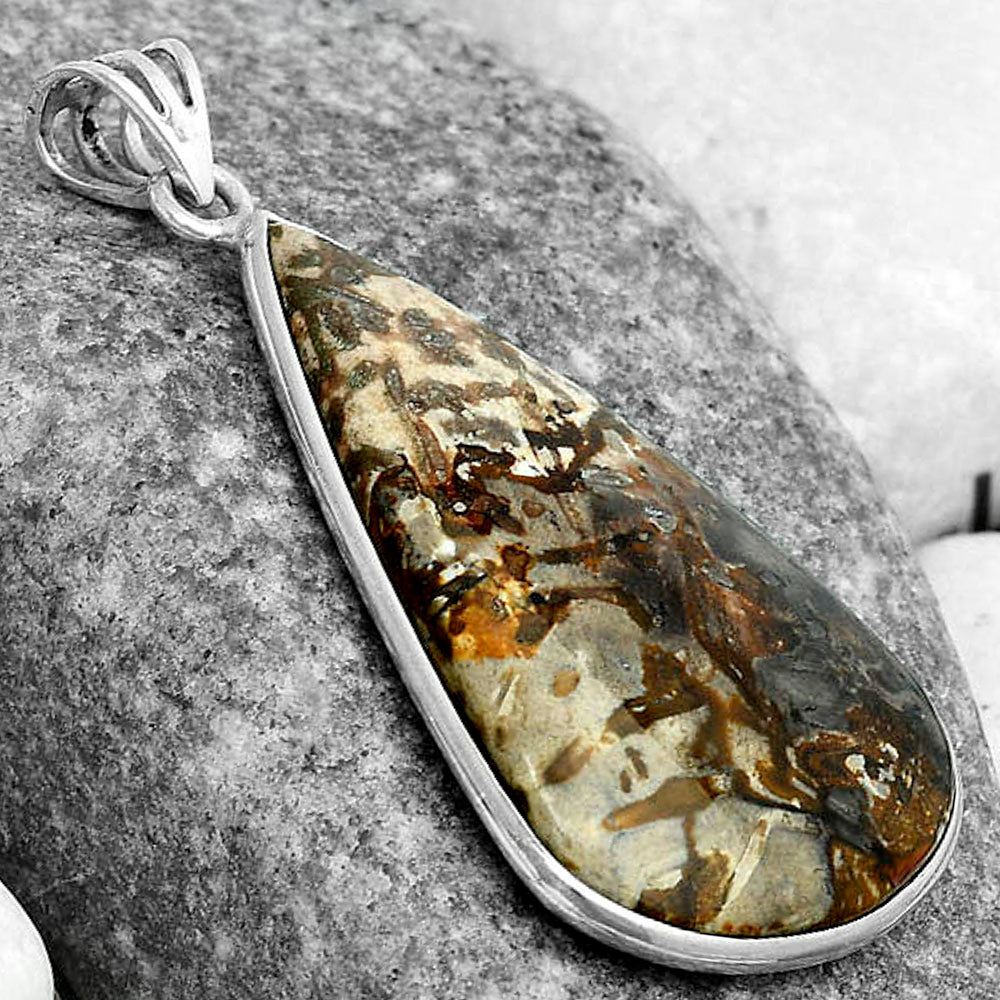 Natural Palm Root Fossil Agate Pendant P-1001 SDP122805