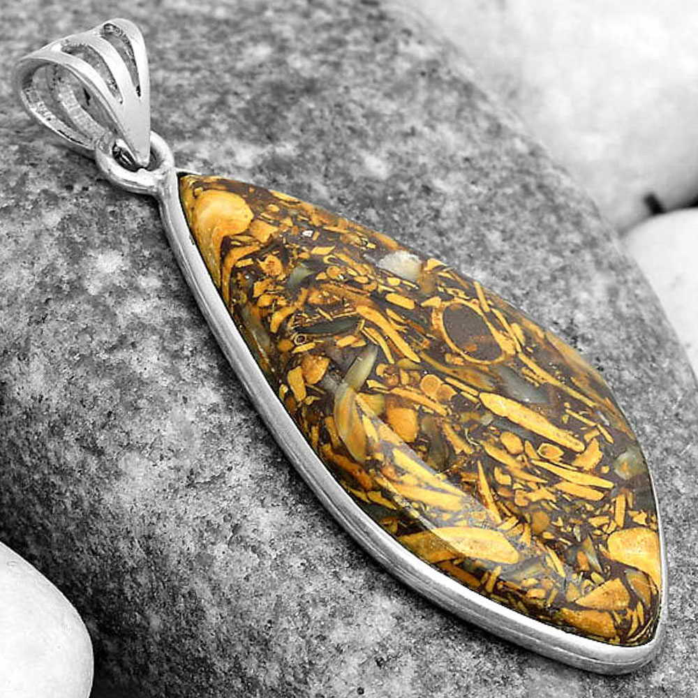Natural Coquina Fossil Jasper - India Pendant P-1001 SDP123045