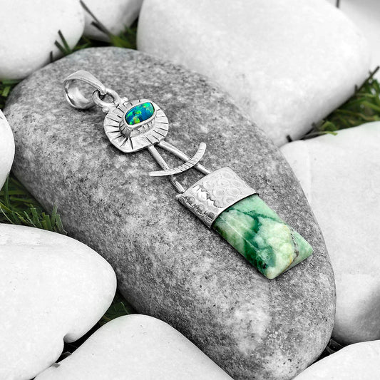 Natural Larsonite Jasper & Fire Opal Pendant P-1193 SDP123128