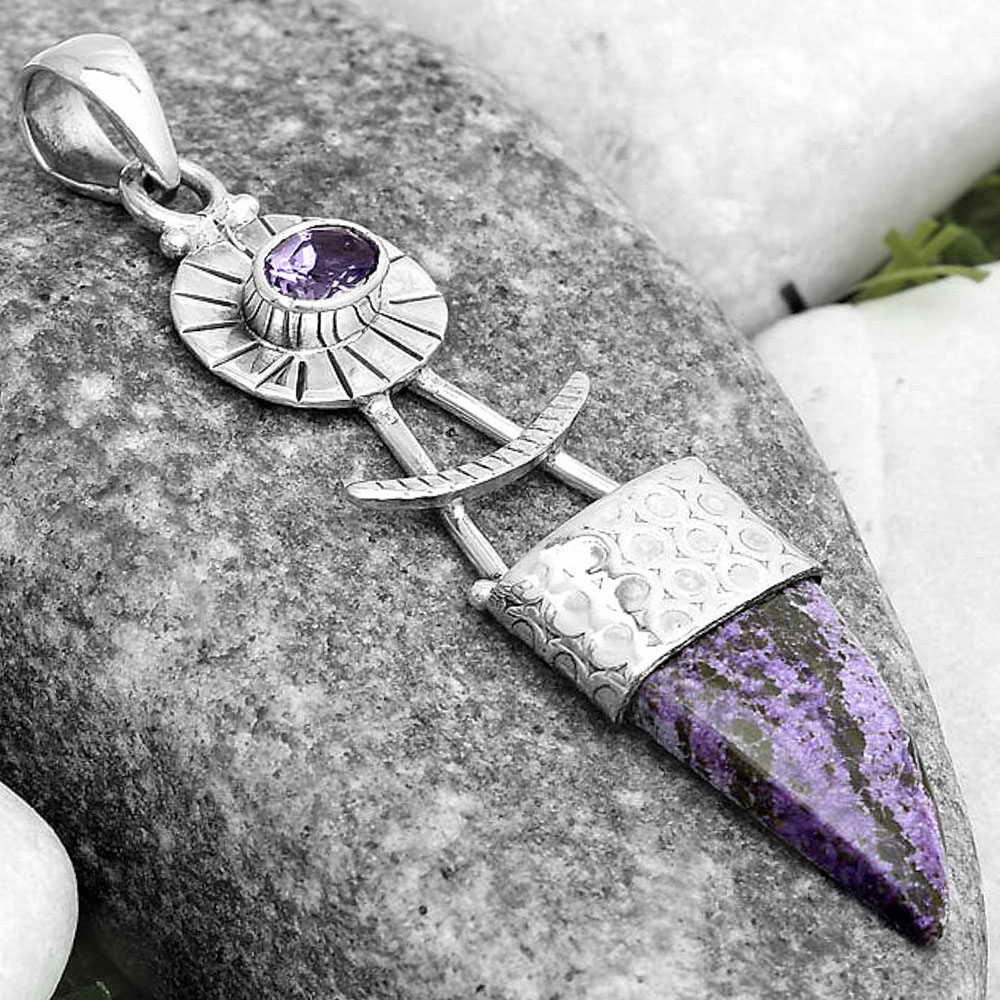 Purpurite - South Africa & Amethyst Pendant P-1193 SDP123139
