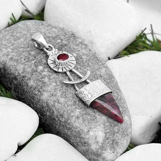 Natural Tourmaline Quartz & Garnet Pendant P-1193 SDP123144