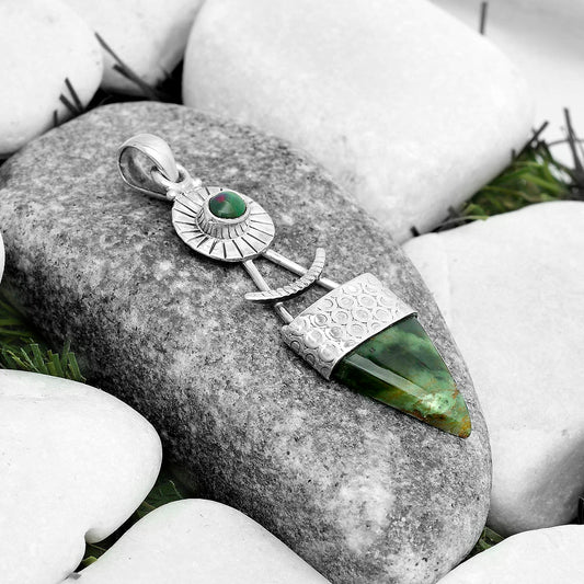 Chrome Chalcedony & Black Ethiopian Opal Pendant P-1193 SDP123158