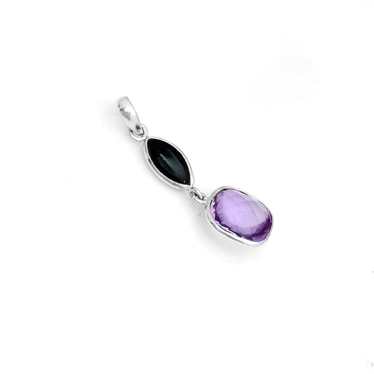 Faceted Amethyst Cab & Black Onyx Pendant P-1098 SDP123332