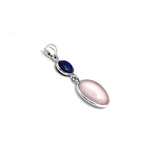 Rose Quartz Cab - Madagascar & Lapis Pendant P-1098 SDP123358