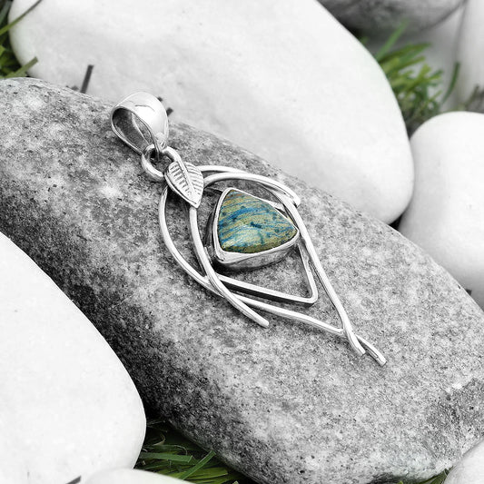 Natural Cyber Web Chrysocolla Stone Pendant P-1504 SDP123754