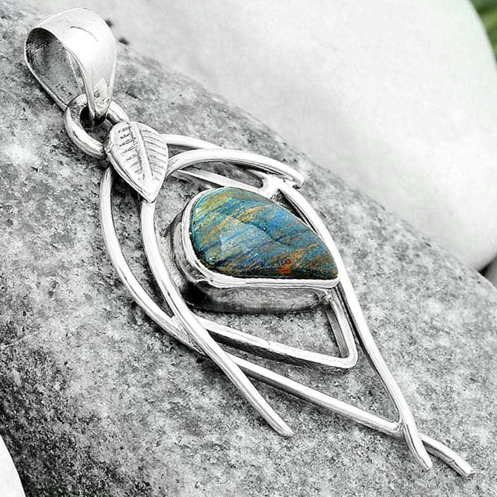 Natural Cyber Web Chrysocolla Stone Pendant P-1504 SDP123770