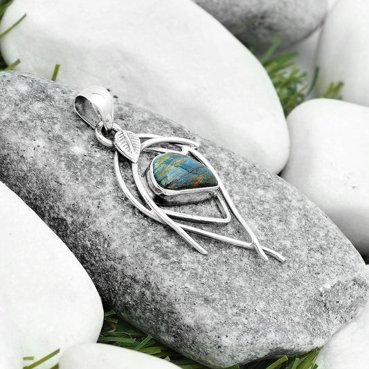 Natural Cyber Web Chrysocolla Stone Pendant P-1504 SDP123770