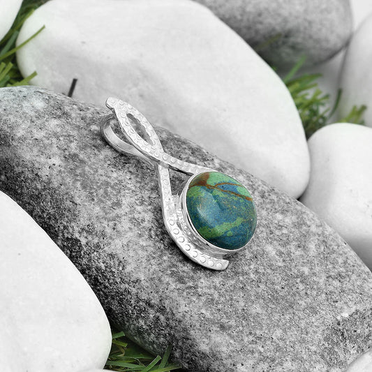 Natural Cyber Web Chrysocolla Stone Pendant P-1549 SDP123779