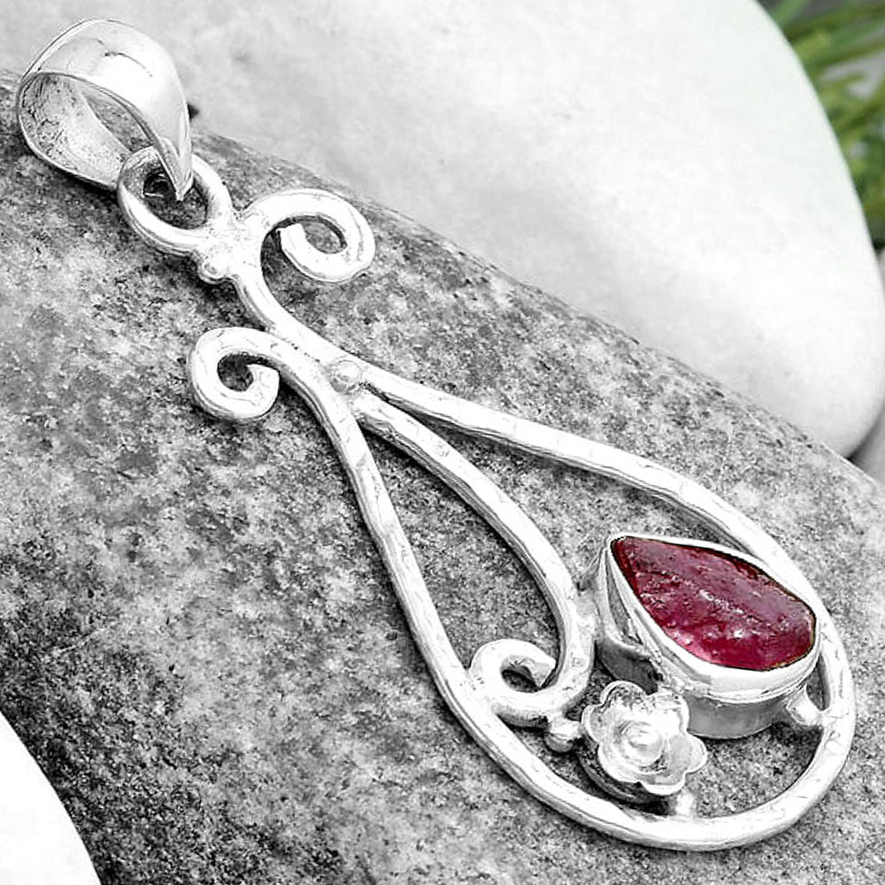 Natural Pink Tourmaline Rough Pendant P-1714 SDP123889