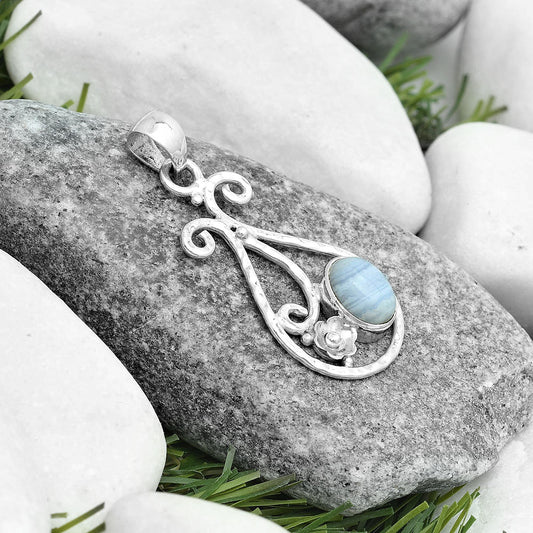Natural Blue Lace Agate South Africa Pendant P-1714 SDP123902